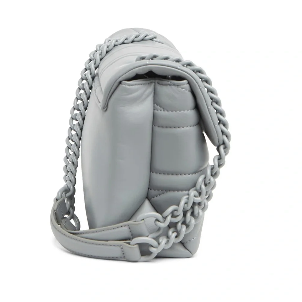 Kurt Geiger Leather Kensington UJ Drench Convertible Bag NWT Gray Chain Eagle - Picture 5 of 5